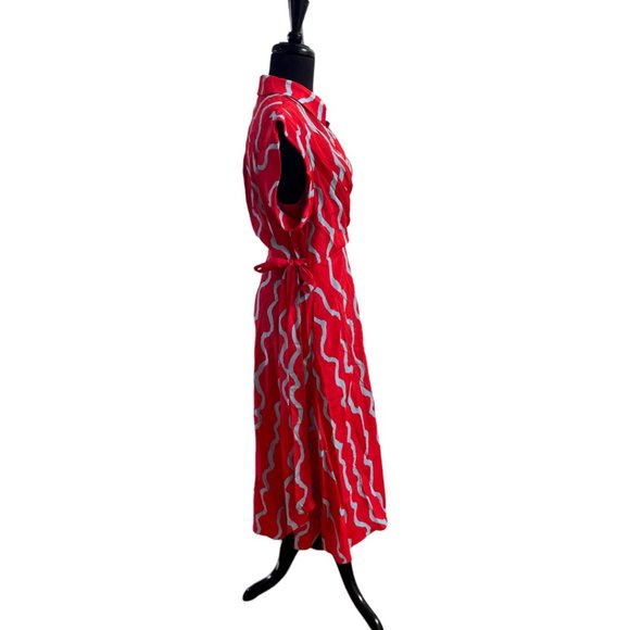 NWT Diane Von Furstenberg Red 100% Silk Wrap Midi Dress Size 10 - Picture 3 of 13